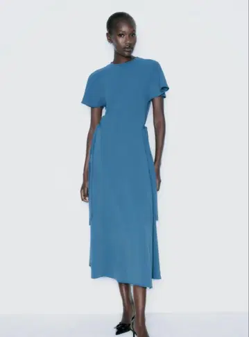 ZARA 플루이드 미디 원피스 파랑 블루 M 9 10 11호