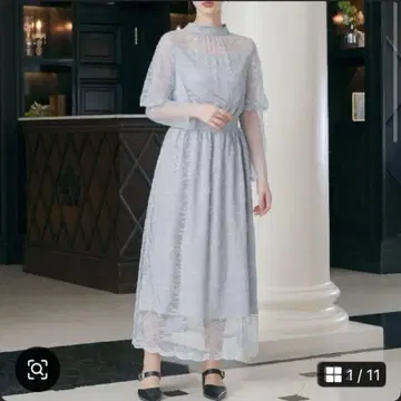 새상품급  niana 벌룬 롱 슬리브 전체 레이스 파티 드레스 결혼식