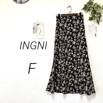 10035 INGNI 잉그 꽃무늬 롱 스커트 F 미사용 허리 리본