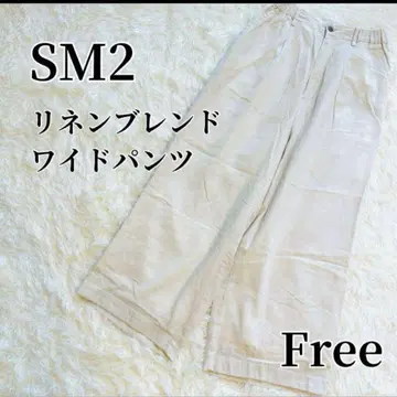 SM2 린넨 블렌드 와이드 팬츠 린넨 린넨 팬츠 허리밴딩