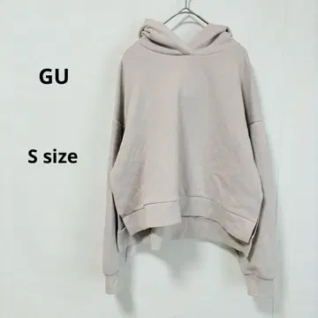 지유 GU 더블 페이스 풀 후드티 S 베이지 숏 기장 캐주얼