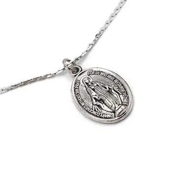 00s 빈티지 실버 마리아 메달 목걸이 sv925 구제 의류