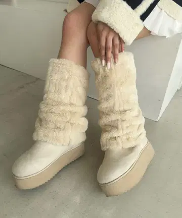 2way 페이크 무스탕 롱 부츠 NICE CLAUP