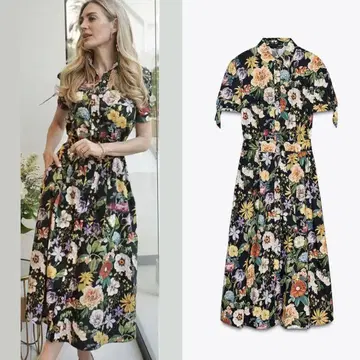 새상품 ZARA 꽃무늬 포플린 원피스 S 사이즈