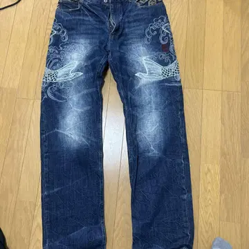 카라쿠리 타마시 일본풍 패턴 데님