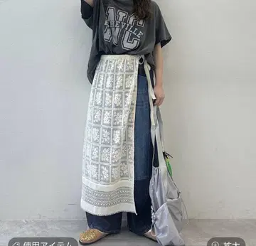 니코앤드 블록 레이스 랩스커트 아이보리 랩 스커트