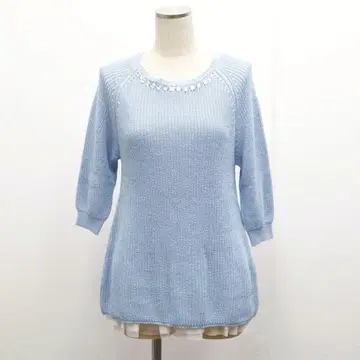 [미사용 택 포함] 갤러리 비스콘티 비쥬 장식 라메 믹스 니트 사이즈 2