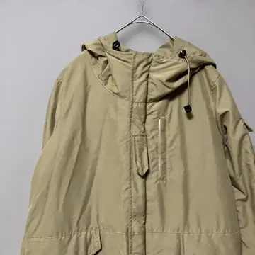 젬블 다운 자켓 마운틴 후드티 (M) 베이지 무지 경량 따뜻한