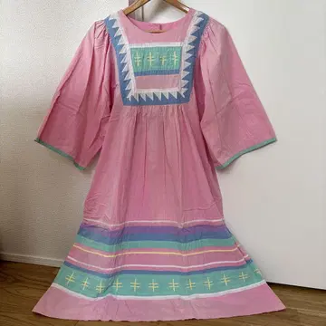 70s 세미놀 패치워크 원피스 빈티지 saybury