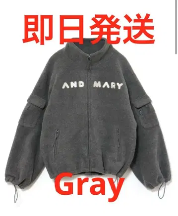 And Mary Mary 로고 플리스 재킷 새상품 gray