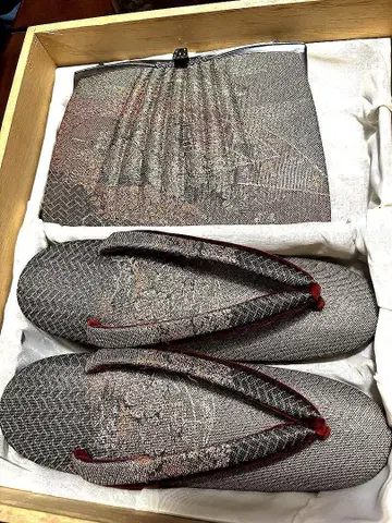 봉원 꽃무늬 조리와 클러치백 세트 포멀 결혼식 입학식 졸업 기모노