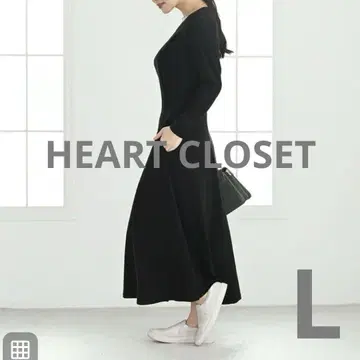 HEART CLOSET 긴팔 플레어 원피스 블랙