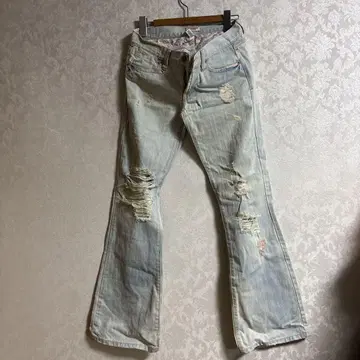 부츠컷 데님 플레어 데님 라이트 블루