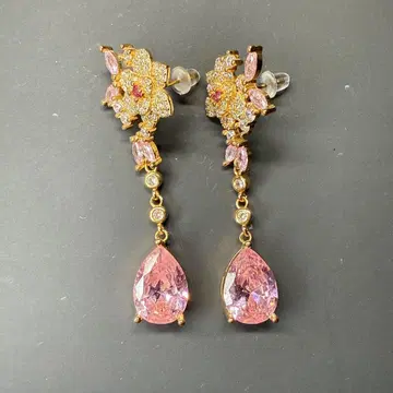 보석 귀걸이 핑크 다이아몬드 루비 포함 미사용 새상품 594