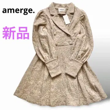 새상품 amerge. 아메루쥬 자카드 원피스 사이드 플리츠 베이지