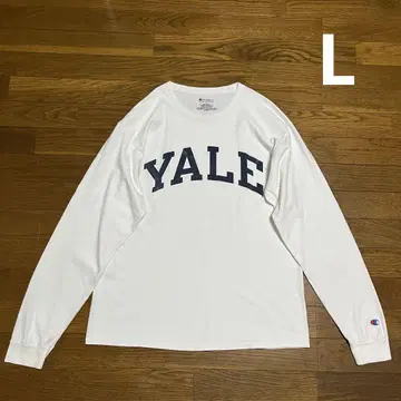 챔피온 YALE 로고 롱T L 화이트 코튼 칼리지