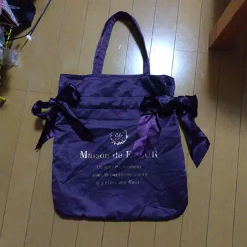 Maison de FLEUR 더블 리본 토트백 퍼플