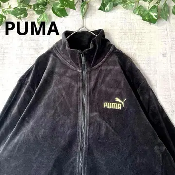 PUMA 푸마 벨로아 트랙 자켓 저리 자수 블랙 x 골드 XL