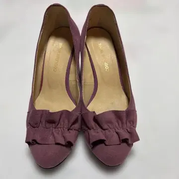 프릴 달린 퍼플 오픈토 웨지힐