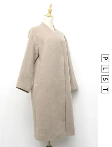 S298/새상품급 PLST 울 모사 샤기 코트 드롭 숄더 S