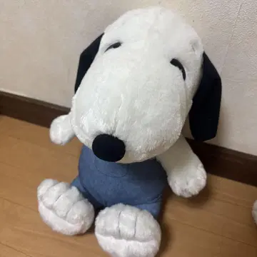 스누피 봉제 인형 데님 오버롤 약 40cm