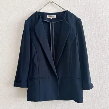 아푸와이저 리셰 노카라 자켓 7부 소매 겉옷 깔끔한 네이비 M