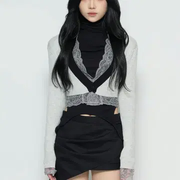 theredthread S framed lace tops gray