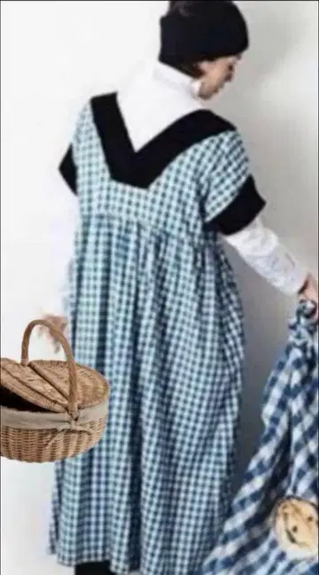 DOUBLE MAISON 가든 드레스 깅엄 체크 하라다 토모요 완판