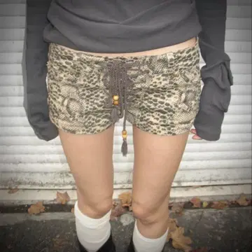 레오파드 무늬 레오파드 숏팬츠 y2k 헤이세이 갸루