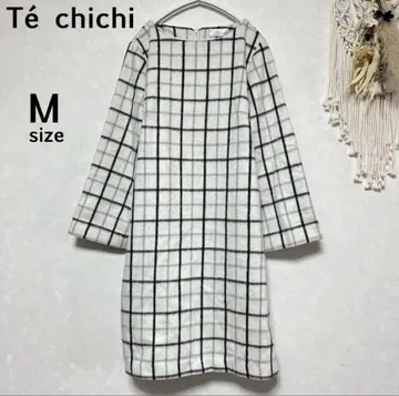 T chichi 테치치 M 새상품급 체크 무늬 원피스 두꺼운 원단 긴팔