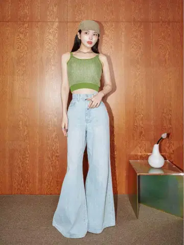 Darich 패치 슬라브 와이드 데님 팬츠