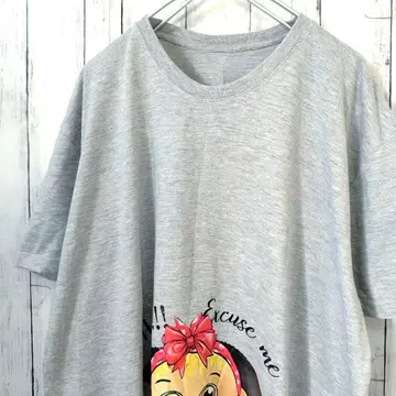 아기 프린트 빅 사이즈 T셔츠 그레이 2XL 상당 구제 의류