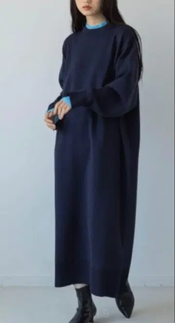 yuw 네이비 니트 롱 원피스