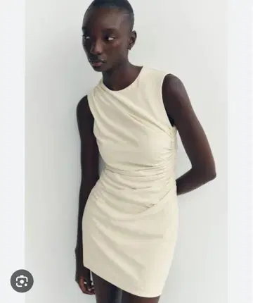 Zara 숏 기장 드레이프 원피스 화이트