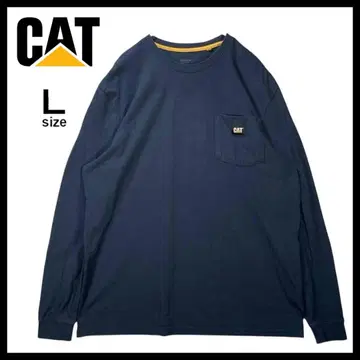 CAT 캐터필러 기업 포켓 롱T 구제 의류 L 사이즈 흑먹색