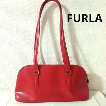 FURLA 빨간색 가죽 숄더백 헤이세이 초기 접힘 주름 있음