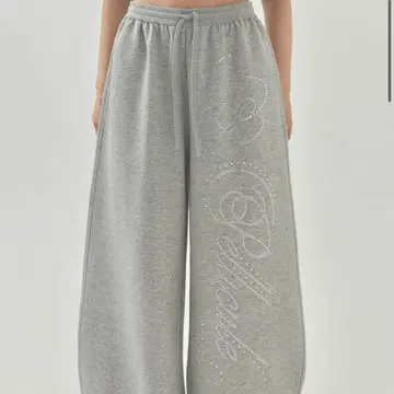 stone-deco sweat pants gray