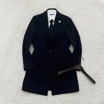 [ 새상품급 ] LARDINI 모노톤 체크 울 체스터 코트 46