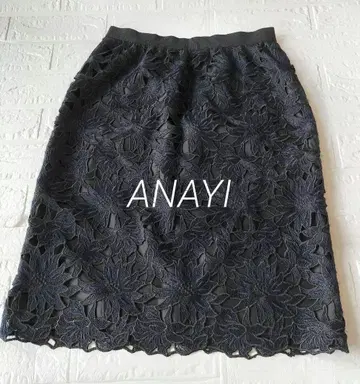 [아나이] [ANAYI] 네이비 올 패턴 꽃무늬 레이스 스커트