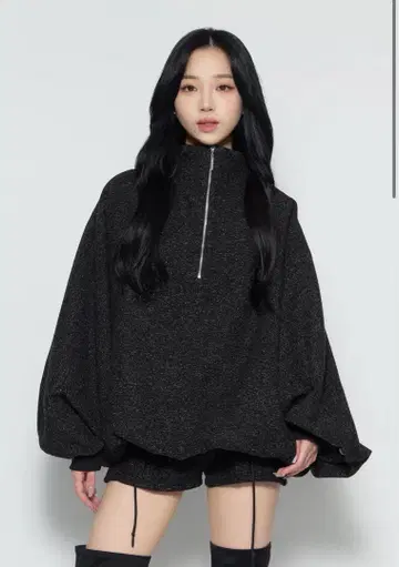 S over tweed zip jacket (black)
