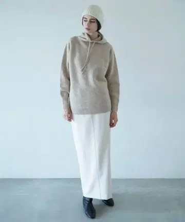 클라네 하이넥 후드 니트탑 - H/N KNIT HOODIE