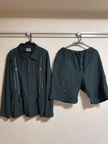 kustom style 긴팔 셔츠 반바지 셋업