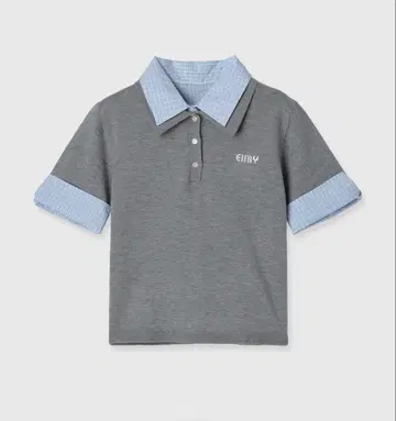 eimy 이스토아레 하프 슬리브 더블 칼라 니트 GREY