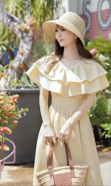 펄 리본 워셔블 스트로우 햇 le reve vaniller