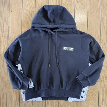 adidas 풀오버 후드티 사이드 버튼 구제 의류 블랙 L 사이즈