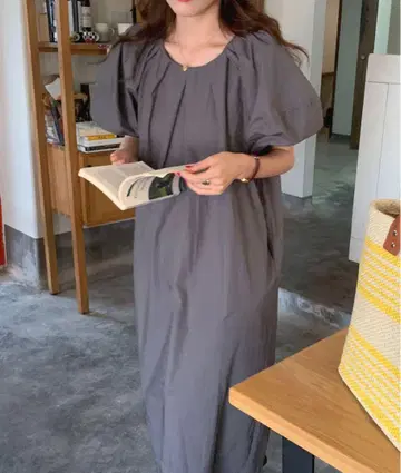 새상품급 버블 슬리브 롱 원피스