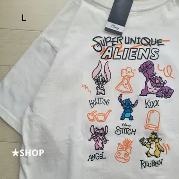디즈니 스티치 캐릭터 집합 자수 반팔 t셔츠 L
