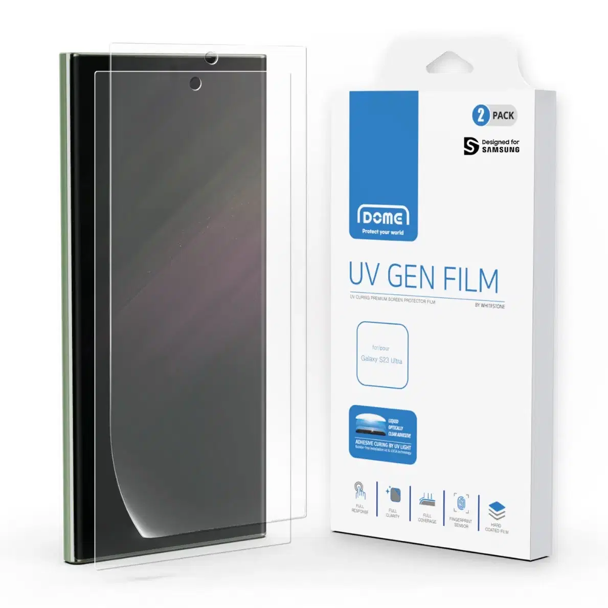 Whitestone Dome Glass Galaxy S22, S23 Ultra Compatible UV GEN