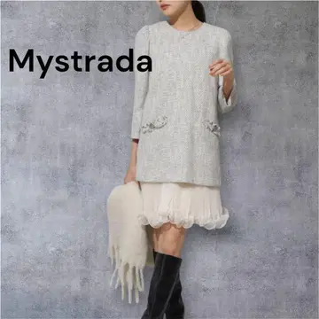 새상품급 Mystrada 플리츠메로우 미니 원피스 트위드