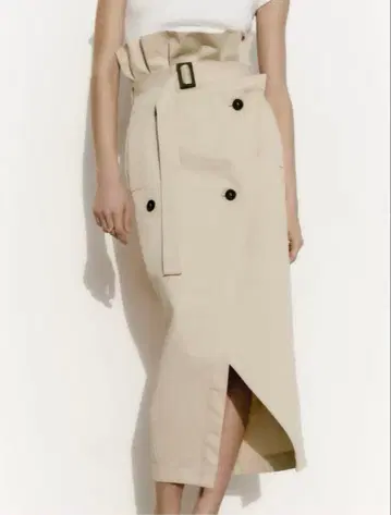 ZARA 베이지 랩스커트 타이트핏